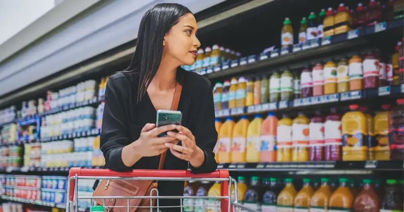 Woman shopping at grocery store