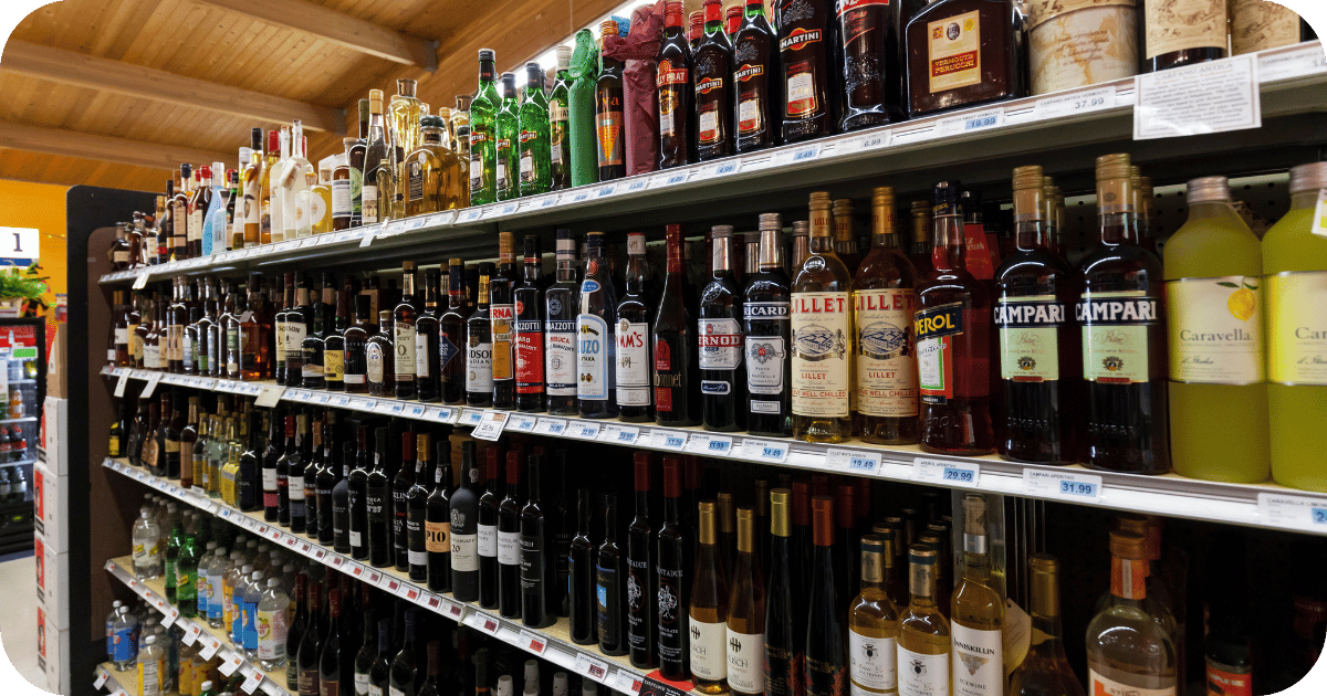 liquor spirits on shelf by tier