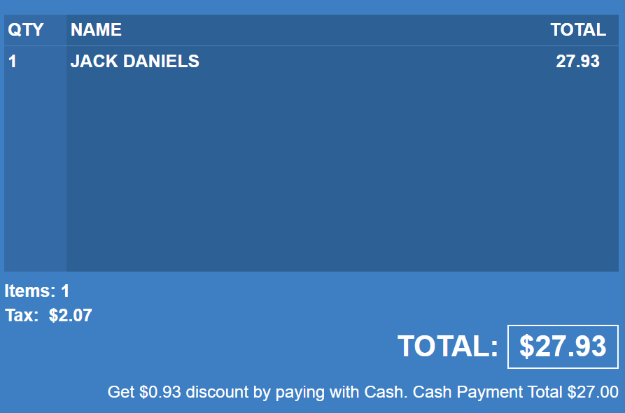 BPOS - Dual Pricing - Customer Display - Credit Card Transaction